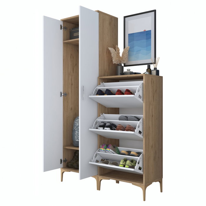 Hanah Home Soporte de Entrada Nogal y Blanco Hanah Home Soporte de Entrada Nogal y Blanco
